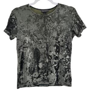 Banana Republic Dark Green Crushed Velvet Short Sleeve Top Made in USA Women's S